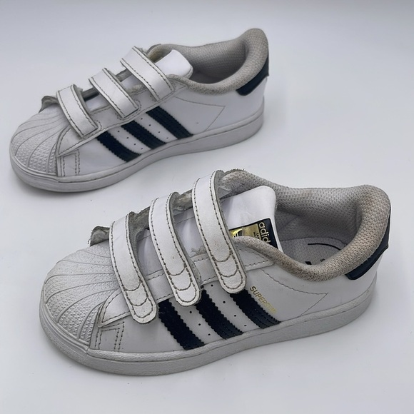 Adidas White and Black Velcro Sneakers Size US 10K - Picture 4 of 9